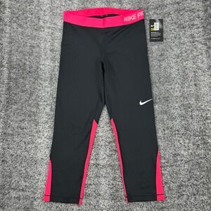 Nike Pro Dri-FIT Cool Women's M Black Pink Capris Leggings Training Athletic